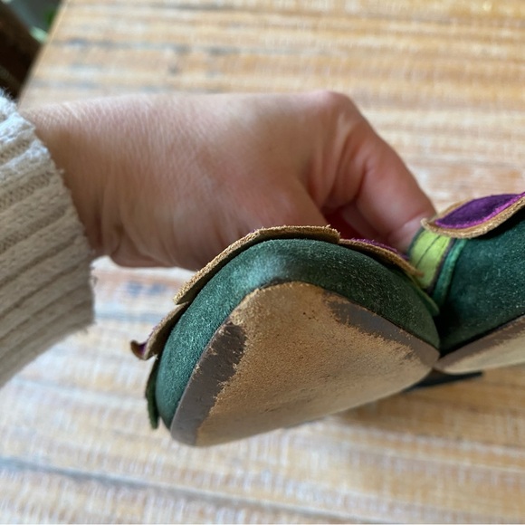 MIU MIU Suede Floral Low Heel Pumps Flower Appliqué Pointy Toe Sz 36.5 - Picture 8 of 11